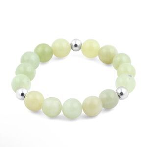 8mm Sterling Silver & 12mm New Jade Round Bead Bracelet New